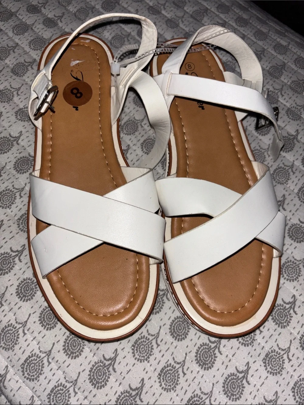 Forever Link White Crisscross Ankle Strap Sandals